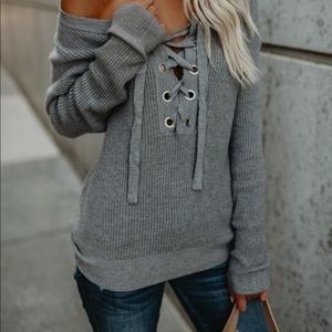 Snuggle Down Lace up Thermal sweater